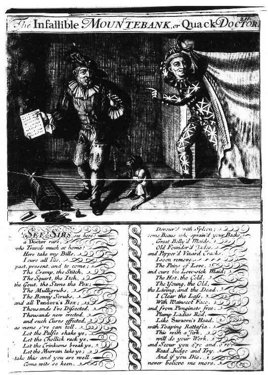 "The Infallible Mountebank or Quack Doctor" broadside
